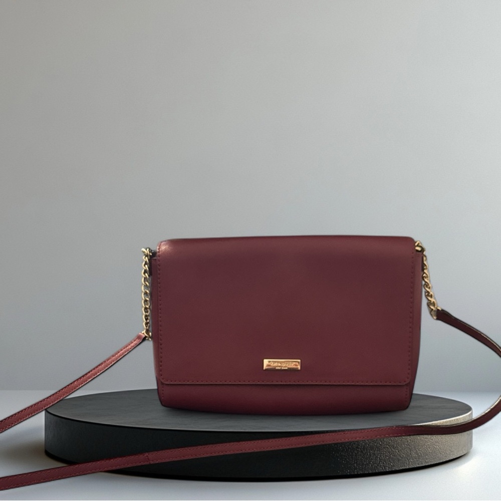 Kate Spade NWOT Maroon Leather Crossbody Bag with Gold Hardware